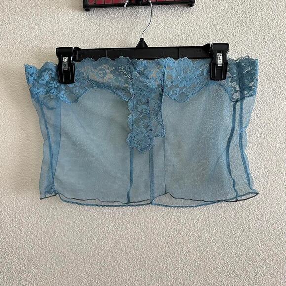 handmade blue dainty lace sheer bandeau - Picture 6 of 7